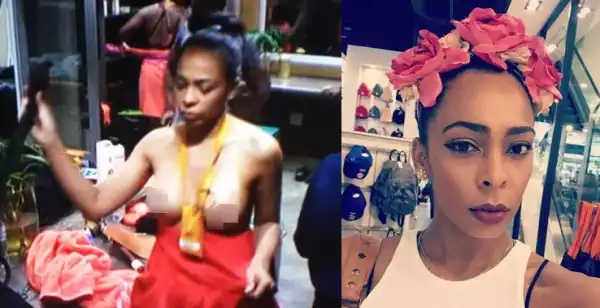 Big Brother Naija contestant, TBoss shows off her pierced nipples on TV…18+ [MUST SEE]